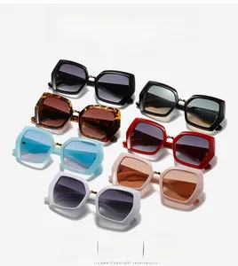 Detailed view of polygon geometric sunglasses in various fashion colors and frames
