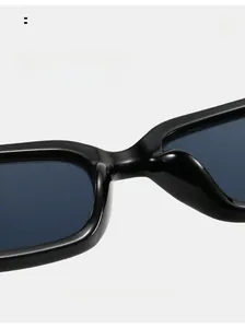 Detail of comfortable nose pads on black square sunglasses with smooth finish