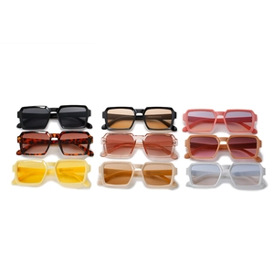 Vintage rectangular sunglasses set in nine assorted colors with retro thick frame design