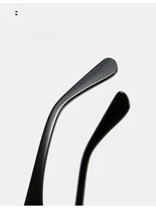 Macro detail of ergonomic black glossy sunglasses arms with smooth curved design