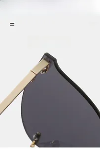 Close-up of lightweight elastic metal temple and gradient rimless sunglasses lens