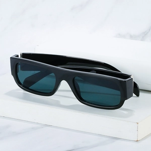 Vintage retro small frame square black sunglasses for women with wide frames and dark lenses