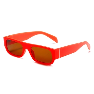 Retro rectangle sunglasses with orange frames and brown lenses for women in vintage style