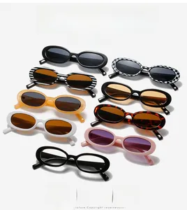 Vue de dessus d'une collection de lunettes de soleil ovales en divers motifs