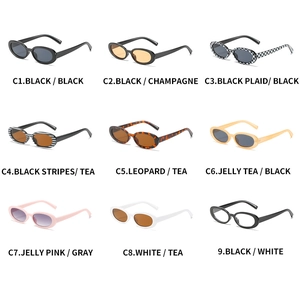 Collection de lunettes de soleil ovales rétro en neuf couleurs avec motifs léopard et jelly