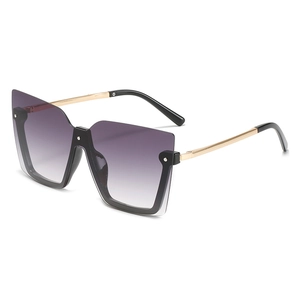 Übergroße Quadratische Sonnenbrille UV400 Schutz Farbverlauf PC Linse Halbrahmen Metallbügel Mode Brillen Damen Herren