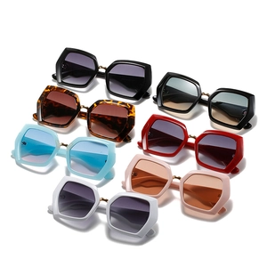 Chic polygonal oversized sunglasses set in six colors including black, blue and white frames
