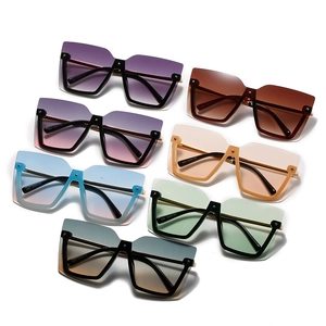 Modische Halbrahmen-Sonnenbrille in Quadratform mit Verlaufsgläsern in vielen Farben