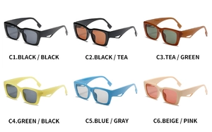 Oversized square sunglasses with wide hollow temples in six different stylish colorways