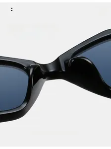 Detail of comfortable integrated nose pads on black irregular cat eye sunglasses