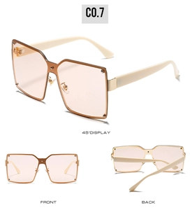 Vues multiples de grandes lunettes de soleil carrées sans monture avec verres roses