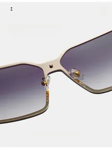 Détail des plaquettes de nez en silicone sur lunettes de soleil carrées en métal