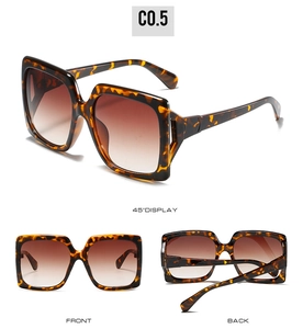 Lunettes de soleil carrées écaille pour femme vues de face, dos et profil