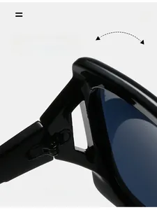 Détail macro des charnières métalliques durables sur lunettes de soleil carrées noires