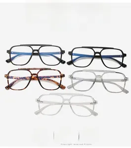 Top view of five multi-colored TR90 aviator glasses with classic double bridge frames