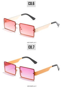Detailed 45-degree view of gradient lens square sunglasses with wide metal temples