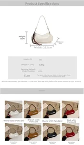Detailed dimension guide for the PU leather hobo bag showing size 25.5cm x 15cm x 6cm