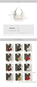 Tableau des dimensions et options de couleurs pour le sac demi-lune en cuir verni