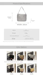 Detailed dimension chart and material specifications for this small crossbody square bag