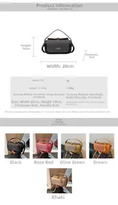 Detaillierte Größentabelle mit 20x10x9cm Maßen für die stylische PU-Leder-Mini-Handtasche