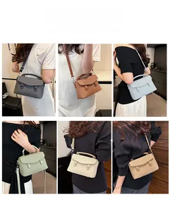 Detail showing multiple ways to carry the crossbody bag in six versatile colors