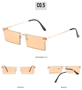 Vues multiples de lunettes de soleil rectangulaires sans monture avec verres oranges