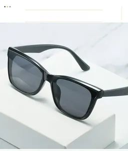 Detail view of premium black square sunglasses frame with polished glossy finish texture