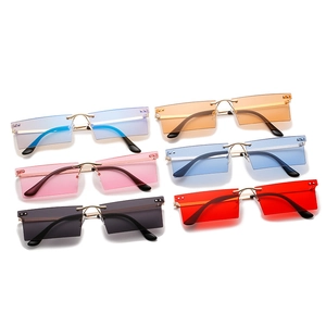 Lunettes de soleil rectangulaires sans monture en six couleurs dégradées avec monture métal