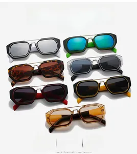 Detailed array of multi-colored double-bridge sunglasses with reinforced metal top bars