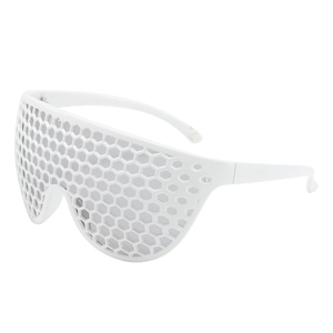 Lunettes de soleil futuristes blanches surdimensionnées avec monture hexagonale en nid d'abeille