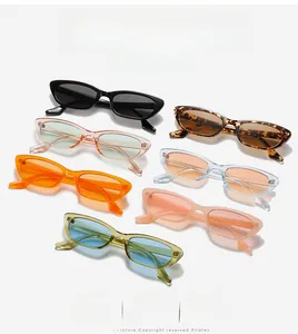 Vue détaillée de lunettes de soleil œil-de-chat en sept couleurs sur fond blanc