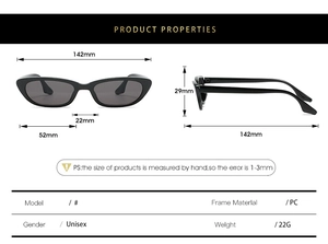 Tableau des tailles et spécifications techniques pour lunettes de soleil noires rétro