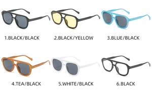 Übersicht von sechs Farboptionen für Vintage quadratische Pilotenbrille mit Doppelsteg