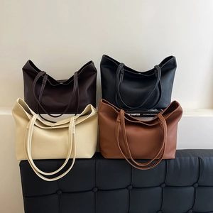 Women Tote Handbag PU Leather Lychee Grain Large Capacity With Matching Pouch Vintage Commuter Shoulder Bag