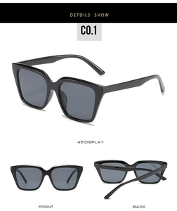 Close-up of classic square frame sunglasses with smoke grey UV protective lenses