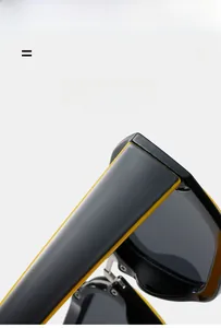 Detail of lightweight elastic sunglasses frame with black and yellow contrast design