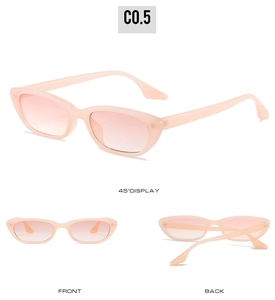 Détails de lunettes de soleil œil-de-chat roses avec verres dégradés et branches