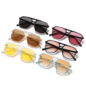 Vintage double bridge aviator sunglasses with transparent frames in various colors