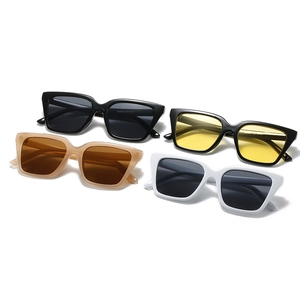 Chic square frame sunglasses for women in black, white, yellow, and caramel shades