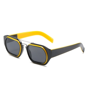 Square Sunglasses UV400 Protection PC Metal Double Bridge Retro Two Tone Fashion Eyewear For Outdoor Travel Unisex