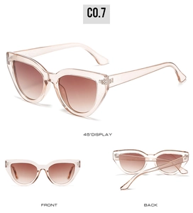 Multiple views showing 45-degree, front and back of pink cat-eye sunglasses with gradient lenses