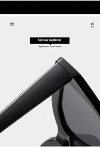 Detail of high-elasticity hinge and lightweight temple on black cat-eye sunglasses