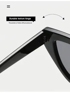 Detail of durable texture hinge on black cat eye sunglasses for smooth folding