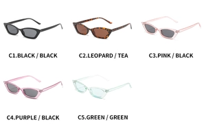 Multiple color options for small frame cat eye sunglasses in retro jelly finishes
