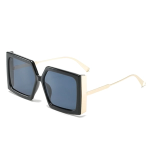 Lunettes De Soleil Carrées Surdimensionnées Pour Femmes Rétro Mode Protection UV400 Monture PC Métal Tendance