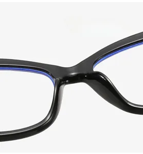 Détail des plaquettes de nez confortables sur une monture yeux de chat noir et bleu