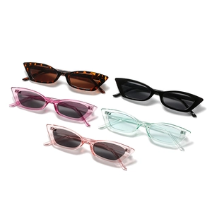 Fashion narrow cat eye sunglasses for women in tortoiseshell, black and jelly colors