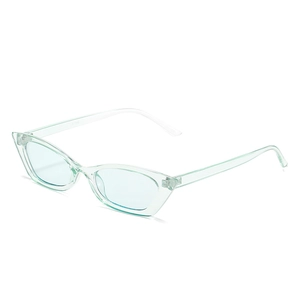 Fashionable jelly green cat eye sunglasses with transparent resin frame and green lenses