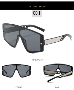 Vues détaillées de lunettes de soleil oversize noires avec branches texturées