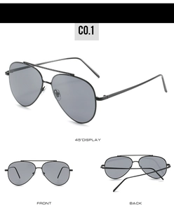Detailed multi-angle views of classic aviator sunglasses with black metal double bridge frame